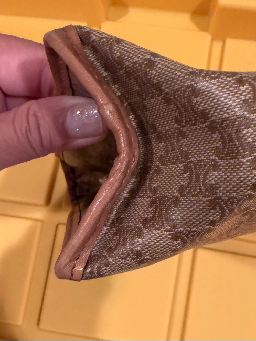 Vintage Celine Brown Large Monogram Cosmetic Pouch Bag COA